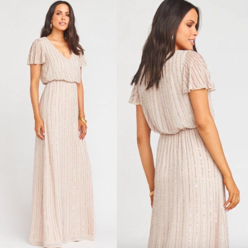 NWT Show Me Your MuMu Beaded Michelle Maxi Dress Show Me The Ring Blush